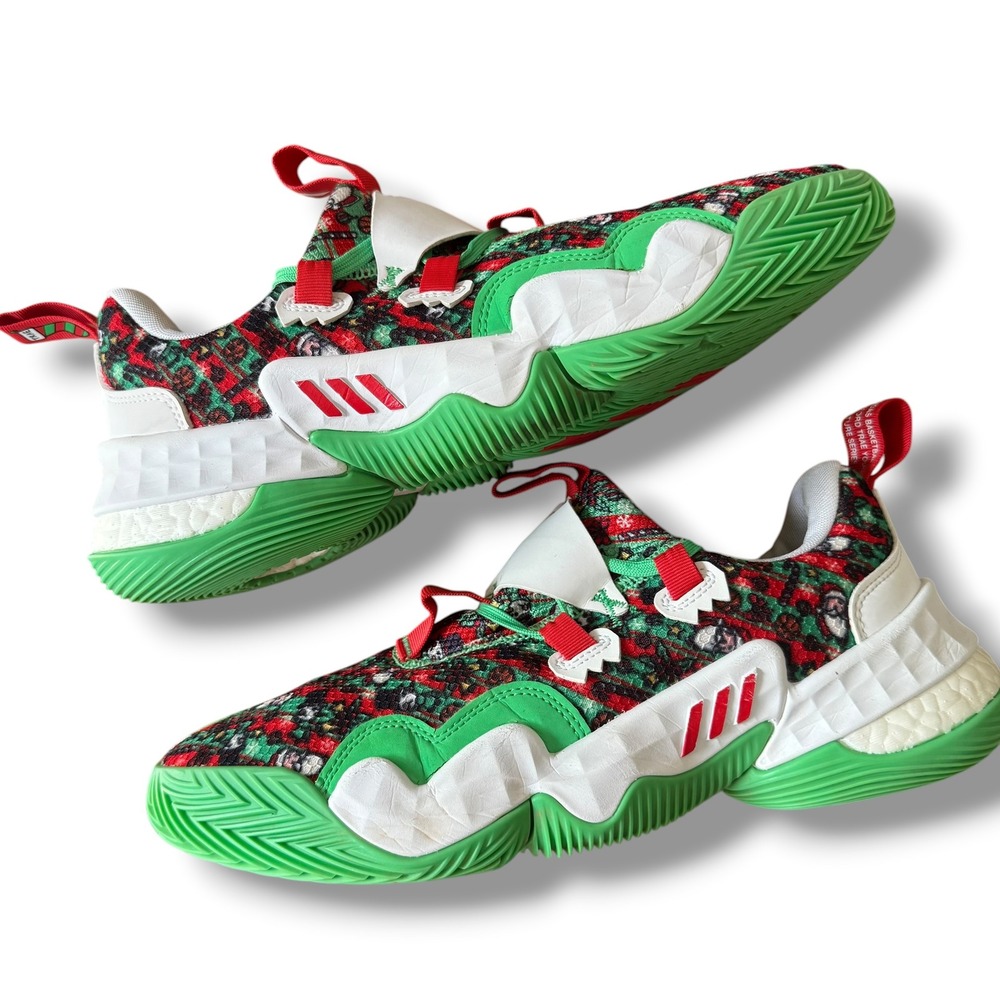 Adidas Trae Young 1 Christmas Mens Basketball Shoes‎ Size 9.5 GY0305 Green Red